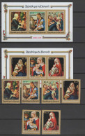 Burundi 1970 Paintings Botticelli, Dürer, El Greco, Velazquez Etc., Christmas Set Of 6 + 2 S/s Imperf. MNH - Madonna
