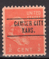 KS-133; USA Precancel/Vorausentwertung/Preo; CAWKER CITY (KS), Type 748 - Precancels