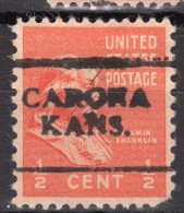 KS-129; USA Precancel/Vorausentwertung/Preo; CARONA (KS), Type 701 - Vorausentwertungen