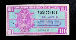 Billet, Etats Unis, Military Payment Certificate, Dix, Ten, 10 Cents, Serie 521, 1957-1958, 2 Scans - 1954-1958 - Reeksen 521