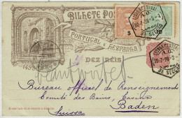Portugal 1898, Ganzsachen-Karte Lisboa Central - Baden, Igreja Conceiçao Velhã - Ganzsachen