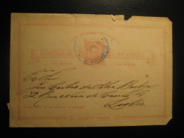 1889 Blue Cancel To Lisboa 20 Reis UPU Bilhete Postal Stationery Card Damaged Provincia De Moçambique MOZAMBIQUE - Mosambik