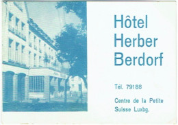 Carte Visite. Luxembourg. Berdorf. Hôtel HERBER. - Visiting Cards