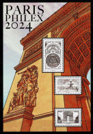 2024   FRANCE   Bloc Doré Paris Philex 2024 Place De La Concorde, Arc De Triomphe, Hôtel Des Invalides - Ungebraucht