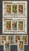 Burundi 1974 Paintings Botticelli, Memling, Lippi Etc. Christmas Set Of 6 + 2 S/s Imperf. With Overprint Surcharge MNH - Madonnen