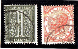 Italia, Regno, 1 Cent + 2 Lire Serie  De La Rue (Re2) (N.B. Colori Brillanti Dovuti Alla Luminosità Della Scansione) - Used