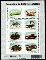 Brasilien Brasil 2001 - Mi.Nr. 3132 - 3139 Kleinbogen - Postfrisch MNH - Tiere Animals Schlangen Snakes Spinnen - Slangen