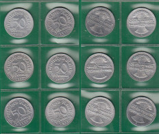 6 Stück 50 Pfennig 1922 Alle 6 Prägestätten A,D,E,F,G,J - Jäger 301  (32820 - 50 Rentenpfennig & 50 Reichspfennig