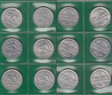 6 Stück 50 Pfennig 1920 Alle 6 Prägestätten A,D,E,F,G,J - Jäger 301  (32818 - 50 Renten- & 50 Reichspfennig