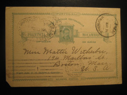 LOURENÇO MARQUES 1894 To Boston USA Cancel 30 Reis UPU Bilhete Postal Stationery Card Damaged Moçambique MOZAMBIQUE - Mosambik