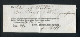 "WUERTTEMBERG" 1812, Postschein "Koenigl. Wuerttemb. Ober-Postamt" Mit Ortsdruck "Tuebingen" (R2137) - Vorphilatelie