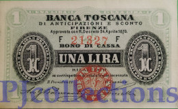 ITALIA - ITALY BANCA TOSCANA 1 LIRA 1870 PICK NL AUNC - Occupation Alliés Seconde Guerre Mondiale