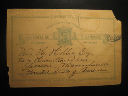 USA Consulate LOURENÇO MARQUES 1899 To Boston Cancel 30 Reis Bilhete Postal Stationery Damaged Moçambique MOZAMBIQUE - Mozambique