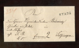 "HANNOVER" 1848, Vorphila-Paketbegleitbrief Mit Klarem L1 "STADE", Hs. "franco", Rs. Papiersiegel (R2139) - Préphilatélie