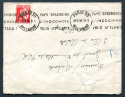 RC 27778 FRANCE 1936 KRAG PARIS 30 BOULD DIDEROT / PAYS SPLENDIDE L' INDOCHINE VOUS ATTEND SUR LETTRE - Oblitérations Mécaniques (flammes)