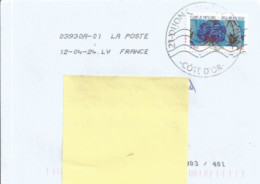 Cachet Manuel "géant" De Dijon - Lettre Malheureusement Repassée Dans La "machine à Nouilles" ! - Manual Postmarks