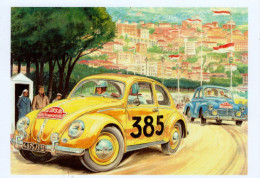 Rallye Monte-Carlo 1954 - Volkswagen Coccinelle - Peugeot 203   -  Art Carte   -  CPM - Rally Racing