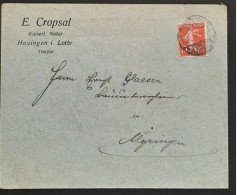 Lettre HAYINGEN I. LOTHR. LE 28/12/1918 - Covers & Documents