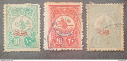 TURKEY OTTOMAN العثماني التركي Türkiye 1909 SERVICE OVERPRINTED STAMPS OF 1909 CAT UNIF 42-43-44 - Used Stamps
