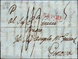 D5 - LETTERA PREFILATELICA DA NAPOLI A GENOVA 1806 - 1. ...-1850 Prephilately