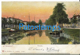 229760 NETHERLANDS UTRECHT HOLLAND VIEW PARTIAL & BOAT CIRCULATED TO AMSTERDAM POSTAL POSTCARD - Other & Unclassified