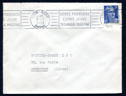 RC 27781 FRANCE 1953 RBV LYON GARE RHONE / ARMEE FRANCAISE ESPRIT JEUNE TECHNIQUE MODERNE SUR LETTRE POUR GRENOBLE - Mechanical Postmarks (Advertisement)