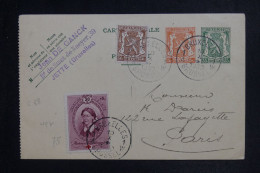 BELGIQUE - Entier Postal + Complément De Bruxelles Pour Paris En 1939 - L 153125 - Postcards 1934-1951