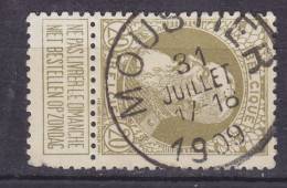 Belgium 1905 Mi. 72, 20c. Leopold II. Deluxe MOUSTIER 1909 Cancel (2 Scans) - 1905 Grosse Barbe