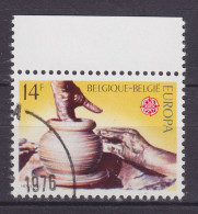 Belgium 1976 Mi. 1858, 14 Fr. Europa CEPT Kunsthandwerk Tontöpferei W. Top Margin M. Top Rand - Used Stamps