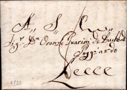 D8 - LETTERA PREFILATELICA DA NAPOLI A LECCE 1821 - 1. ...-1850 Prephilately