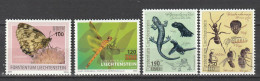 Liechtenstein 2024 Schmetterling Libelle Salamander Ameise Überdruckmarken ** Postfrisch - Ungebraucht
