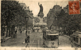 PARIS LA RUE DU TEMPLE ET LA PLACE DE LA REPUBLIQUE - Places, Squares