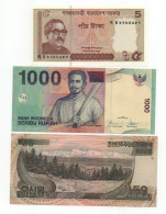 Bangladesch 5 Taka UNC, Indonesien 1000 Rupiah 2001 UNC, 50 Won 2002 UNC - Autres - Asie