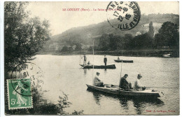 EURE CPA Voyagé 1915 * LE GOULET La Seine Et La Colline (beau Plan Barques Animées Pêcheurs) Photo A. Lavergne - Autres & Non Classés