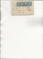 LETTRE AFFRANCHIE 4 EXEMPLAIRES N° 22  CAD  BEZIERS 1867   TB - 1853-1860 Napoleone III