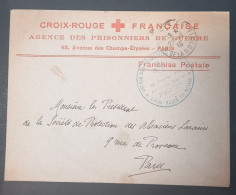 Enveloppe Croix-Rouge Agence Des Prisonniers De Guerre En Franchise > Société De Protection Des Alsaciens Lorrains - Guerre De 1914-18