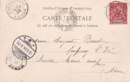 Cpa Voyagée De QUANG-NGAI Annam 1903 Pour L'Alsace France Via Saigon Cochinchine Indochine Vietnam Asie - Lettres & Documents