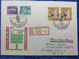 DDR - 1982 R-Brief Aus Berlin - SST "Solidarität Mit Dem Palästinensischen Volk" (2DMK050) - Briefe U. Dokumente