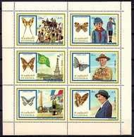 Fujeira 1972 Papillons Jamboree Scouts Scouting Baden-Powell M S Perf. MNH - Unused Stamps