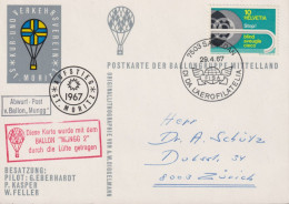 1967 Schweiz, Postkarte Der Ballongruppe Mittelland, DI DA L`AEROFILATELIE, Zum:CH 446 Mi:CH 851 - Montgolfières