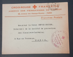 Enveloppe Croix-Rouge Agence Des Prisonniers De Guerre En Franchise > Société De Protection Des Alsaciens Lorrains - 1. Weltkrieg 1914-1918