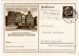 DR 1935, Landpost Stpl. WENKBACH über Marburg (Lahn) Auf 6 Pf. Bild-Ganzsache - Lettres & Documents