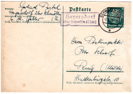 DR 1938, Landpost Stpl. HEYERSDORF über Schmölln Auf 6 Pf. Ganzsache - Lettres & Documents