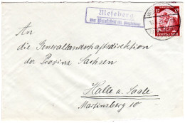 DR 1935, Landpost Stpl. MESEBERG über Wolmirstedt Auf Brief M. 12 Pf. - Covers & Documents