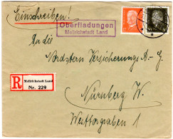 DR 1932, Landpost Stpl. OBERFLADUNGEN Mellrichstadt Land Auf Einschreiben Brief - Brieven En Documenten