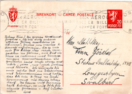 Norwegen 1948, 20 öre Ganzsache V. Oslo M. Adresse Statens Svalbardexpedition - Storia Postale