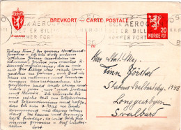 Norwegen 1948, 20 öre Ganzsache V. Oslo M. Adresse Statens Svalbardexpedition - Covers & Documents