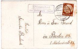 DR 1936, Landpost Stpl. WILMERSDORF über Fürstenwalde (Spree) Auf Karte M. 3 Pf. - Lettres & Documents