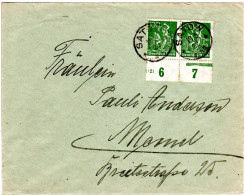 DR 1922, Paar 100 Mk. M. Unterem Bogenrand Auf Brief V. Satow N. Memel. - Lettres & Documents