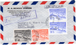 Bolivien 1954, 4 Werte Revolucion National Auf Reko Luftpost Brief V. La Paz - Bolivie